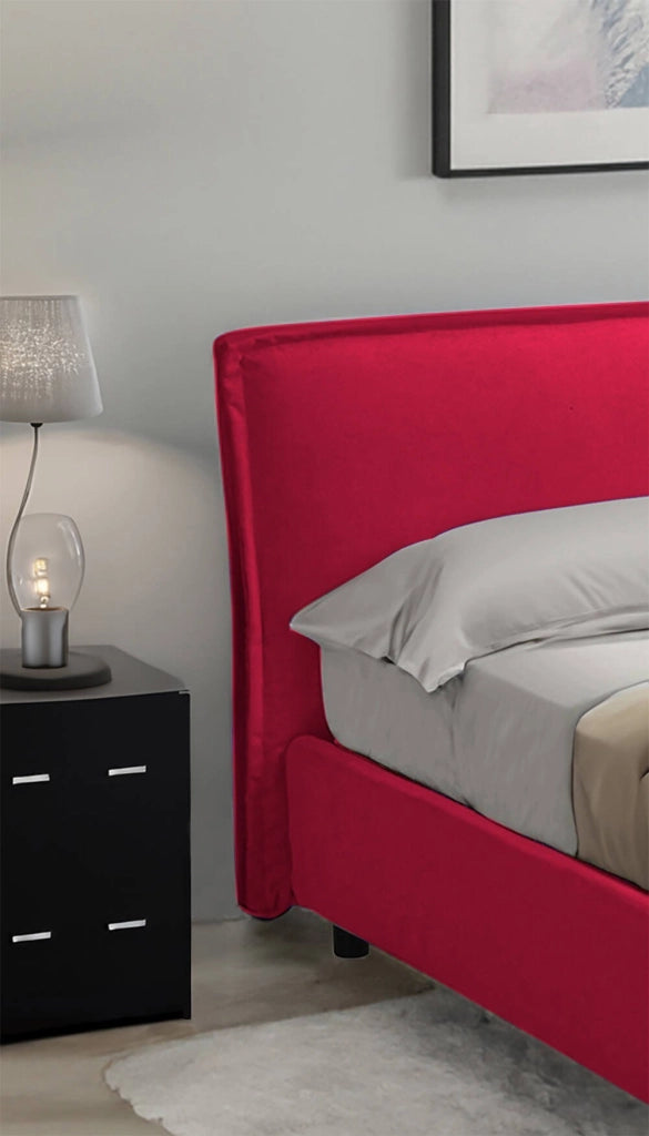 Letto Matrimoniale Brolo, Letto Matrimoniale Sfoderabile Made in Italy, Rosso