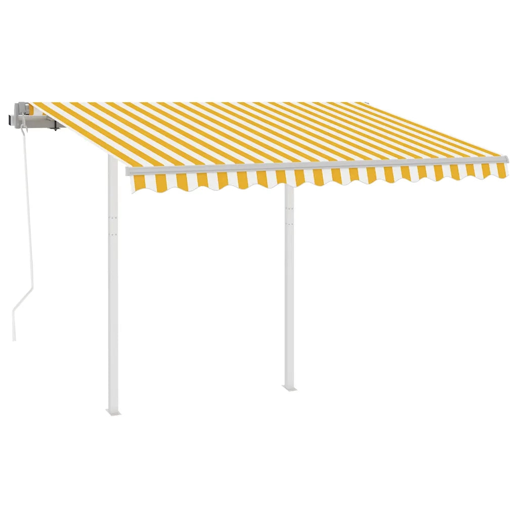Tenda da Sole Retrattile Automatica e Pali 3x2,5m Gialla Bianca 3069908