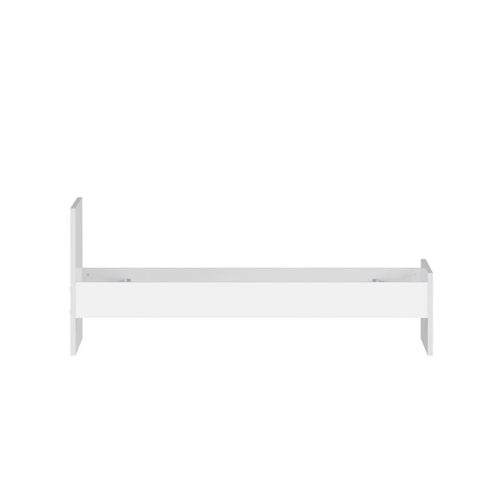 Assar, Letto Singolo Dimensione Materasso 90x190 cm, Bianco Lucido