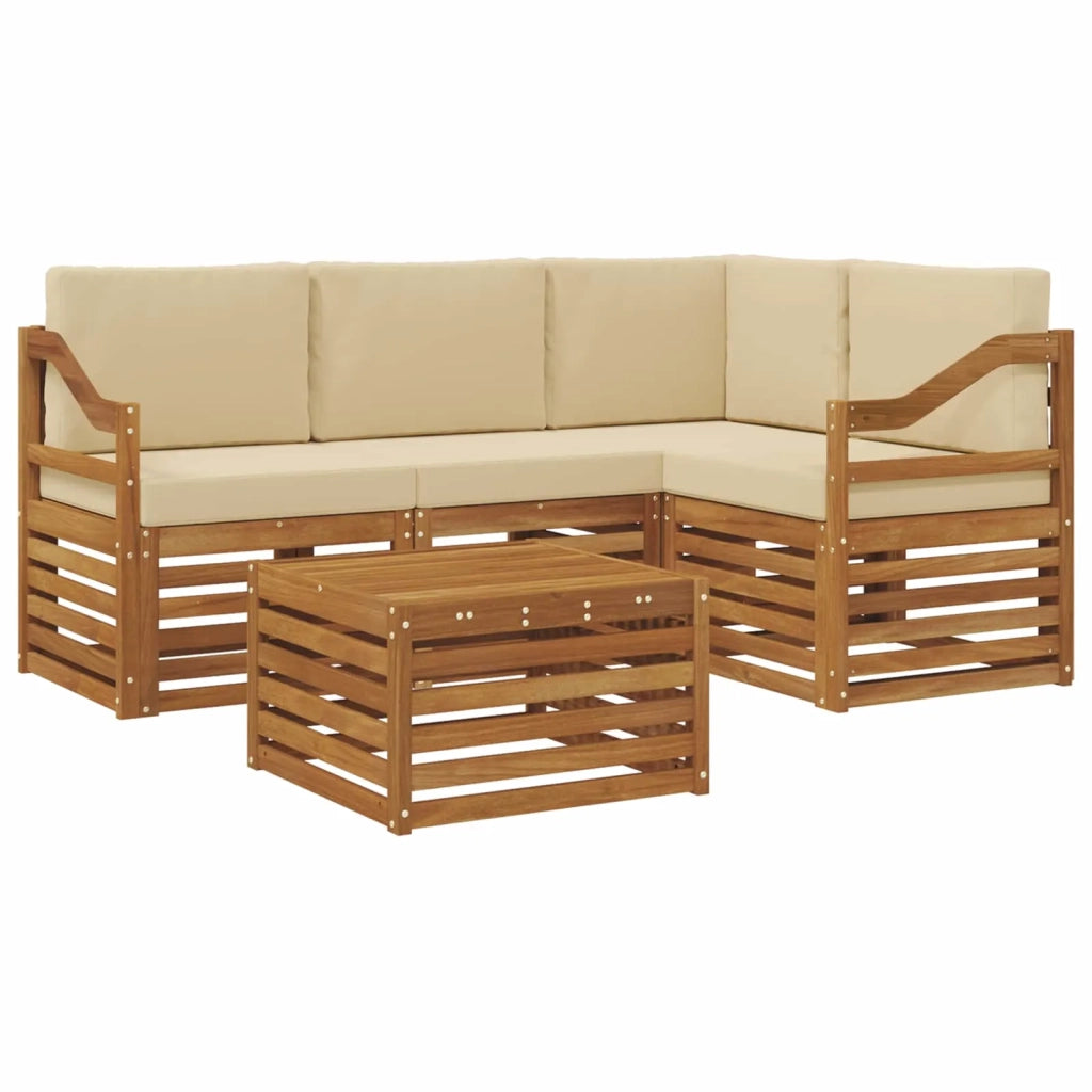 Set di divani da esterno con cuscino 5 pcs Naturale e Beige 3374788