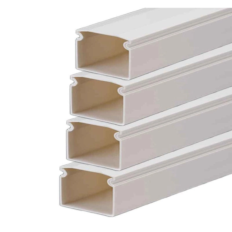 8 Metri Canaline Passacavi In PVC Con Biadesivo e Coperchio 16X16mm Bianco - 4 Pezzi da 2 Metri