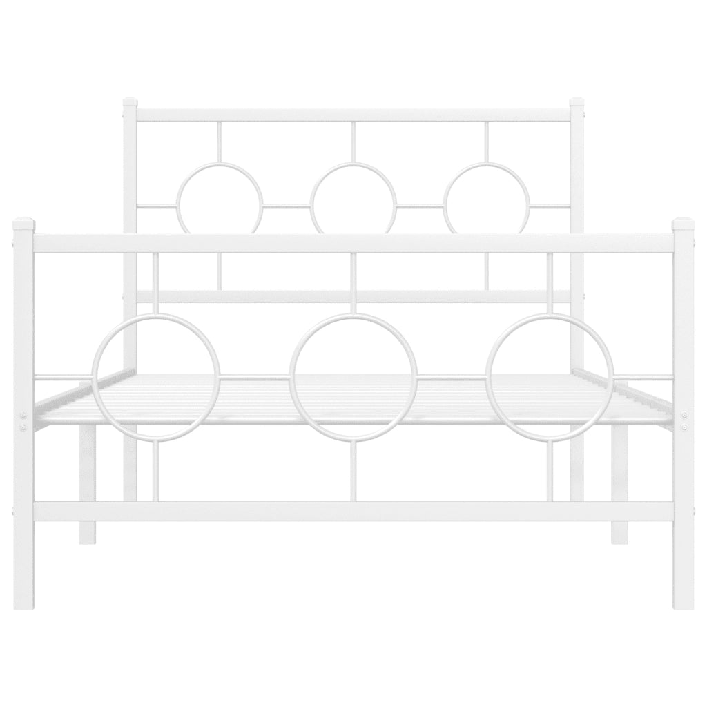 Giroletto con Testiera e Pediera Metallo Bianco 100x190 cm 376287