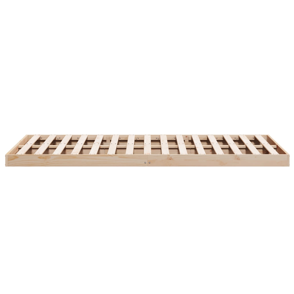 Struttura Letto a Terra  Bianca 140x220 cm in Legno Massello di Pino