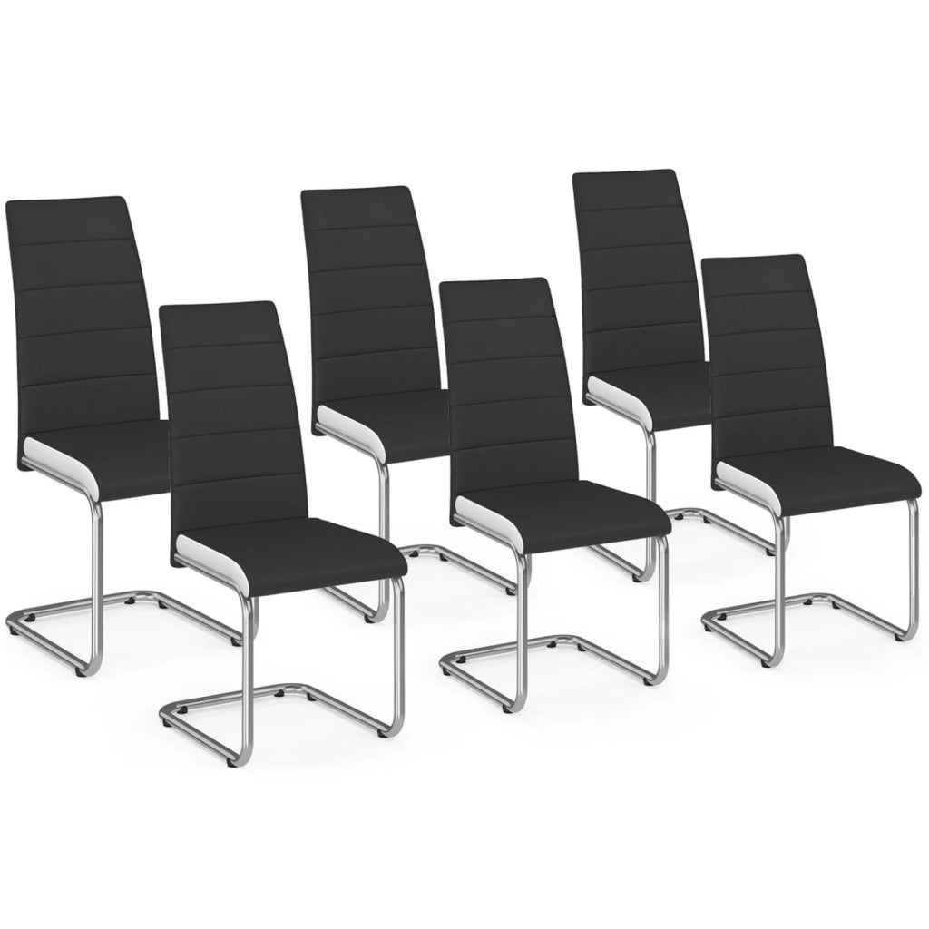 IDMarket - Set di 6 sedie da pranzo MIA nere con finiture bianche