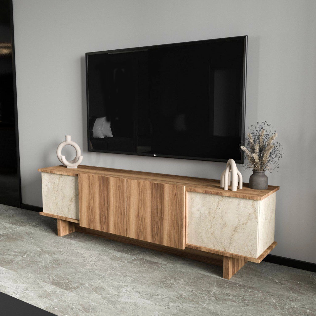 Porta TV in legno "Diana" 180 x 33 x 50 cm - Travertino