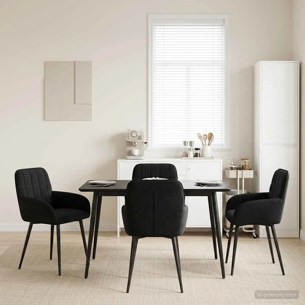 Sedie da pranzo 4 pcs Velluto (V) Nero 56,5 x 50 x 86 cm 3428170