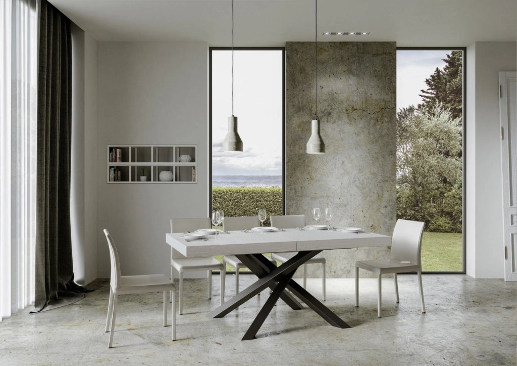 Tavolo allungabile 90x160/264 cm Volta Bianco Frassino telaio Antracite