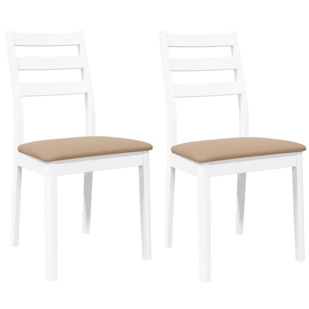 Sedie da Pranzo con Cuscini 2 pz | Sedie da cucina Bianco Legno Massello di Hevea