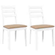 Sedie da Pranzo con Cuscini 2 pz | Sedie da cucina Bianco Legno Massello di Hevea