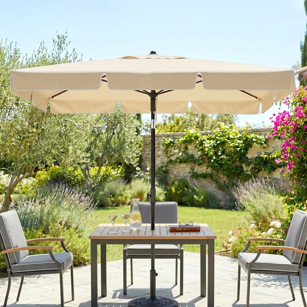 Ombrellone da Giardino Rettangolare e Regolabile con Palo in Alluminio, 2x1.3x2.5 m, Beige