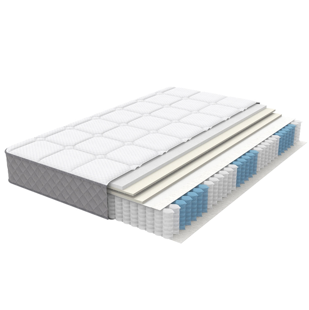 Letto imbottito 140x200 cm con 4 cassetti, USB e USB-C, in lino beige