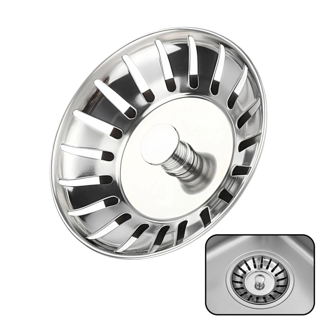 Filtro per lavello da cucina da 7,75 cm con tappo e perno in gomma da 5 cm Argento Avizar