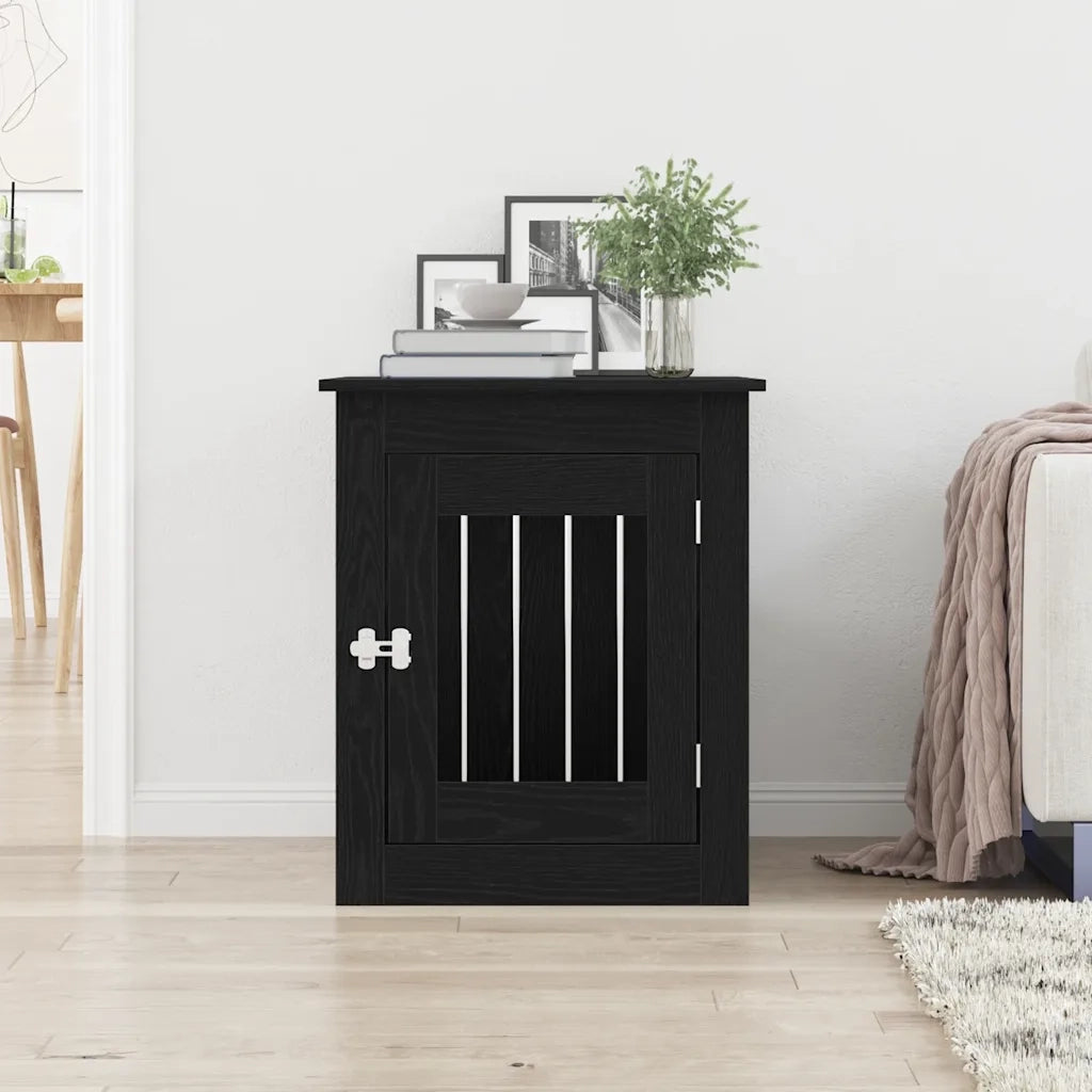 vidaXL Mobile per cuccia per cani Rovere Nero 75x55x65 cm in legno ingegnerizzato