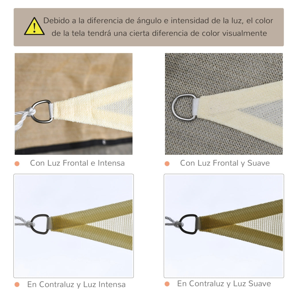 Toldo Vela Triangolare per Giardino Patio ¨C zephmum ¨C 4x4x4 m HDPE Beige