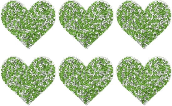 Pannelli a forma di cuore 6 pezzi - Pannelli lucidi - Pailletti - Resina e colla termorestante - 7 cm - Durevoli e decorativi - Pannelli decorativi ad incollaggio