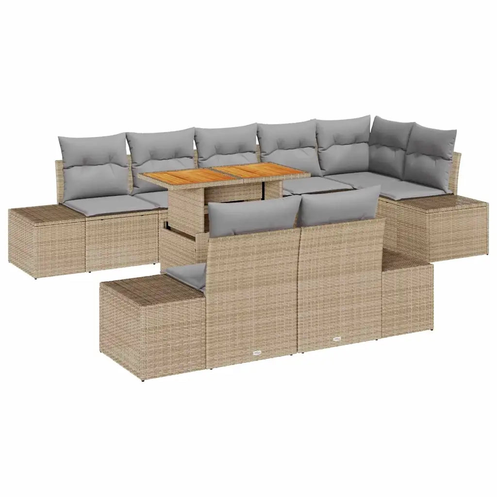 Set Divano da Giardino 9 pcs Beige Poly Rattan 3358716