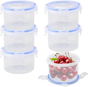 Set da 6 contenitori di 300 ml, a forma rotonda, con coperchio, ermetici, impermeabili, contenitori in acciaio inox, scatole di plastica per magazzino, contenitori per freezer, contenitori per cucina, scatole di plastica per freezer