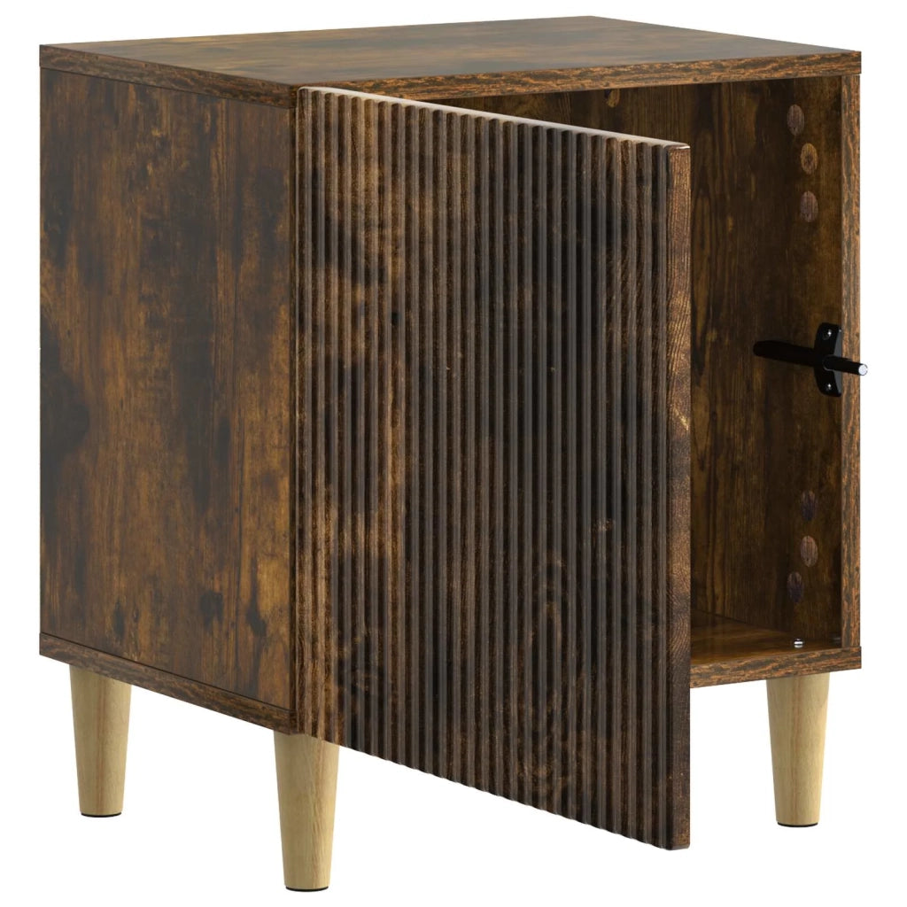 Comodino | Armadio da Notte | Mobiletto da notte Rovere Fumo 43 x 34,5 x 50 cm