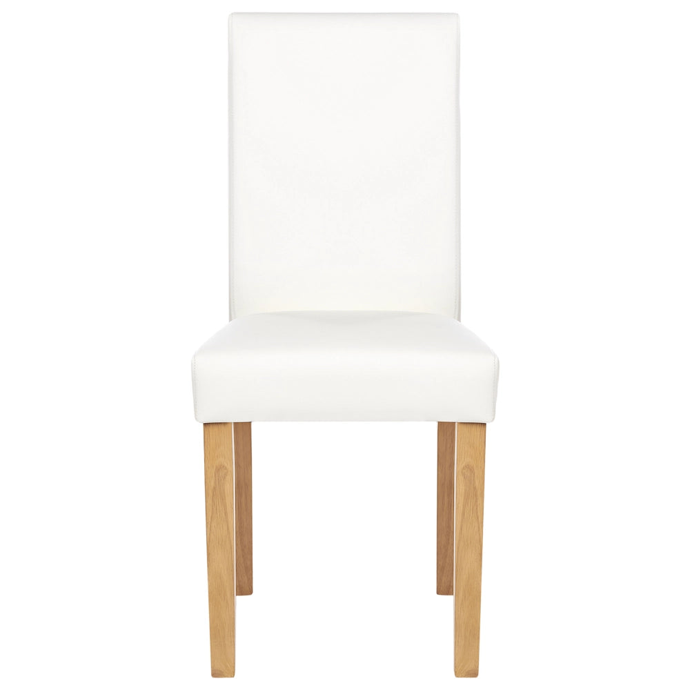 Set di 2 sedie da pranzo bianche con gambe in legno ecopelle moderne