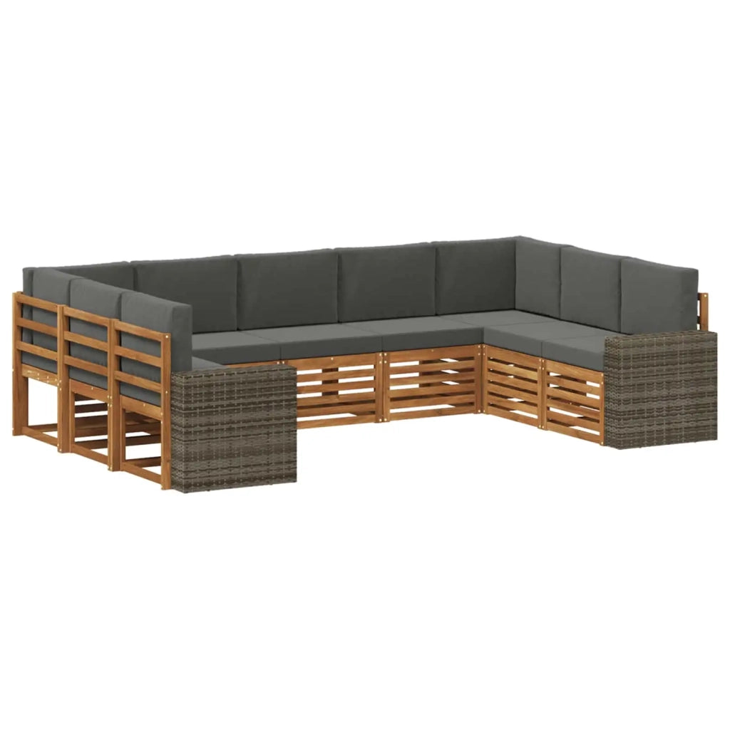 Set divano sezionale 9 pcs Naturale e Antracite Poliestere