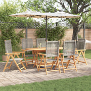Set da pranzo per il giardino 7 pezzi  in legno di acacia e polyrattan grigio