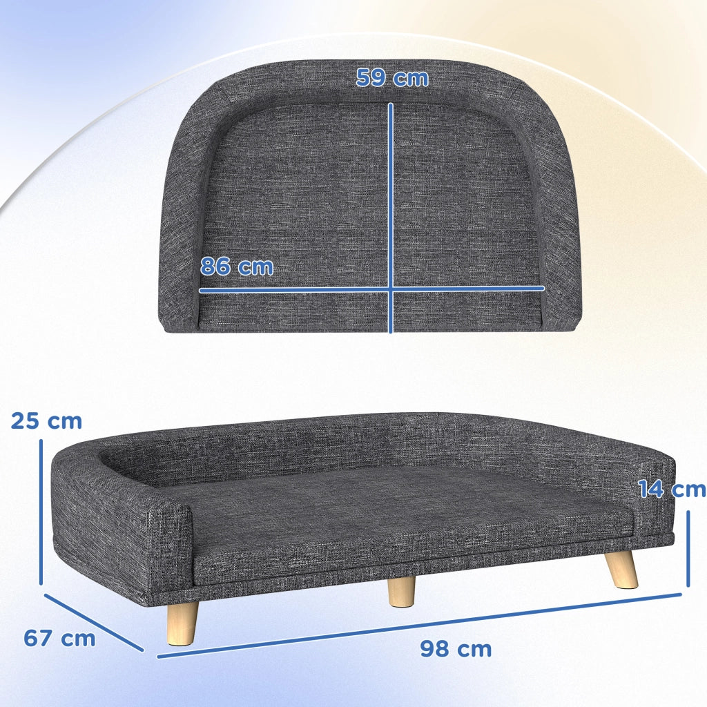 Letto per Cani Grande con Cuscino Lavabile ¨C zephmum ¨C Grigio Scuro Legno 98x67x25