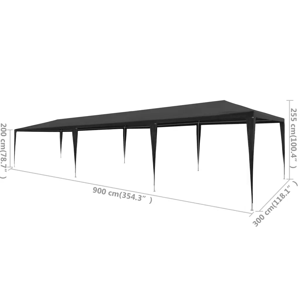 Tenda per Feste 3x9 m in PE Antracite 45089