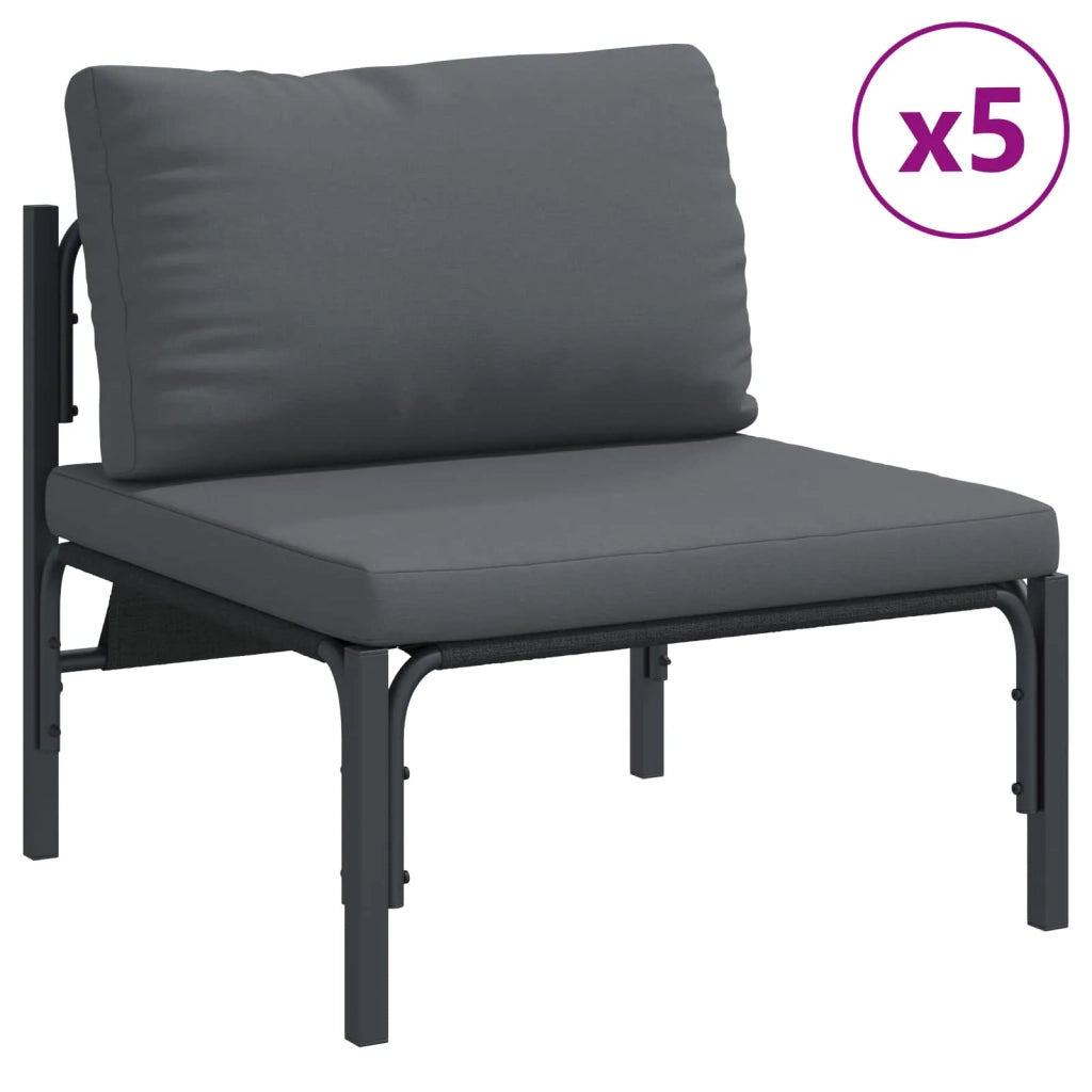 Set Divano da Giardino con cuscino 9 pcs Nero Acciaio 3378995
