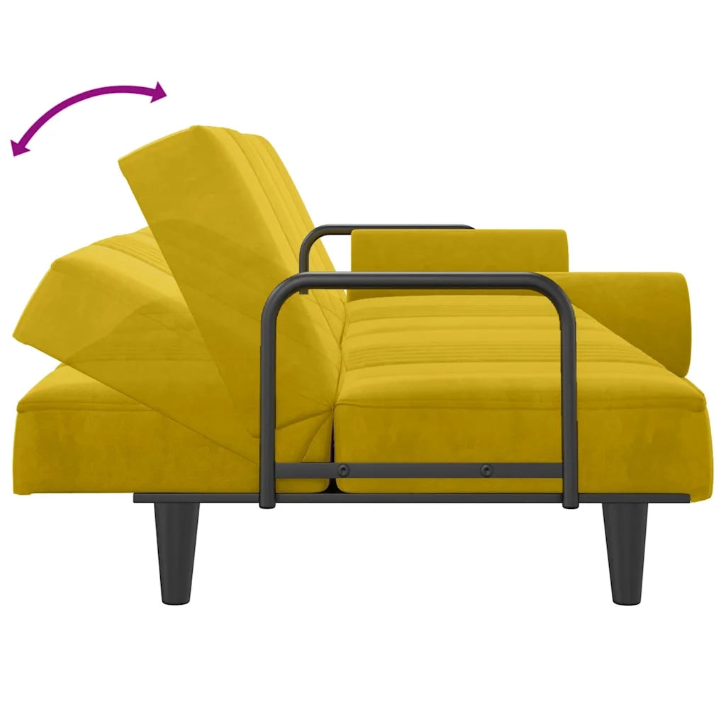 Divano letto | Sof¨¤ letto | Letto singolo con Braccioli Giallo in Velluto
