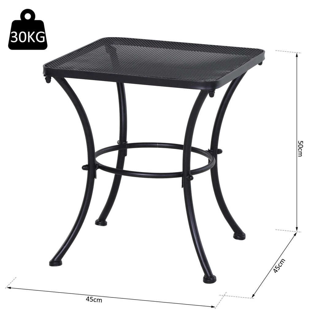 Tavolino da Giardino 45x45x50 cm in Acciaio Nero