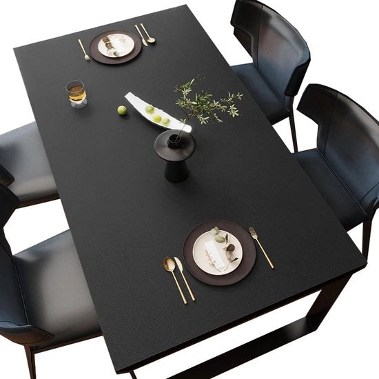 Tappeto antiscivolo in pelle - tavolo da pranzo, da lavoro e da caffè - facile da pulire - nero - 60 x 120 cm