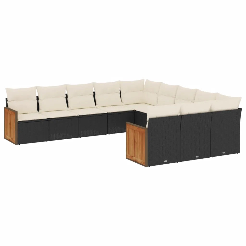 Set Divani da Giardino 11 pz con Cuscini in Polyrattan Nero 3260509