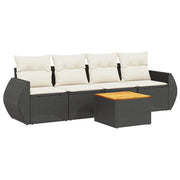 Set Divani da Giardino 5 pz | Set Salotto da Giardino con Cuscini in Polyrattan Nero