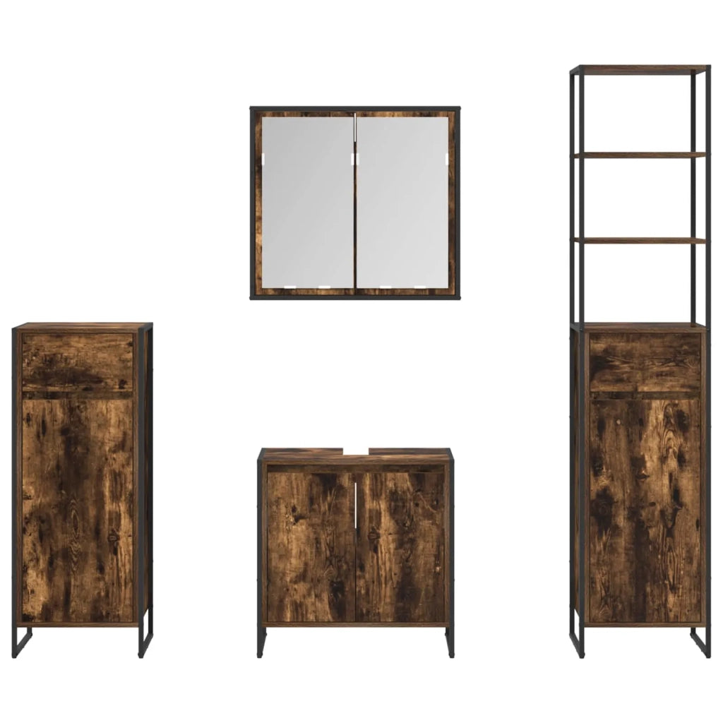 Set di mobili per il Bagno | Armadio da bagno Rovere fum¨¦ Legno multistrato