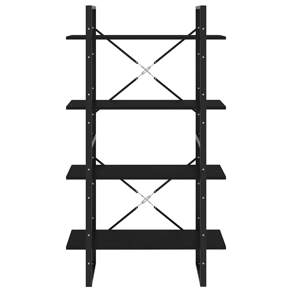 Libreria a 4 Ripiani-Scaffale per Libri-Mobile di Stoccaggio Nera 80x30x140 cm in Legno Multistrato