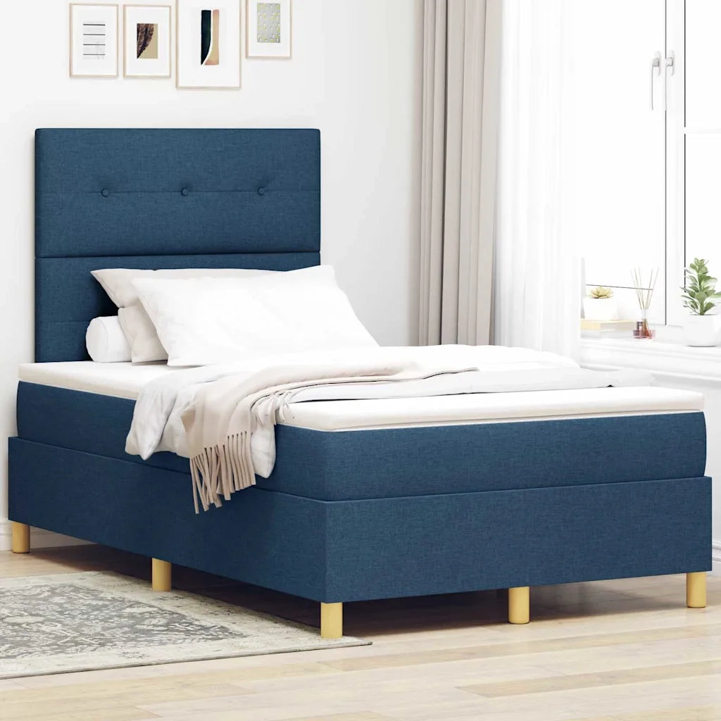 Letto a Sorgente LED con materasso Blu 120 x 200 cm Tessuto