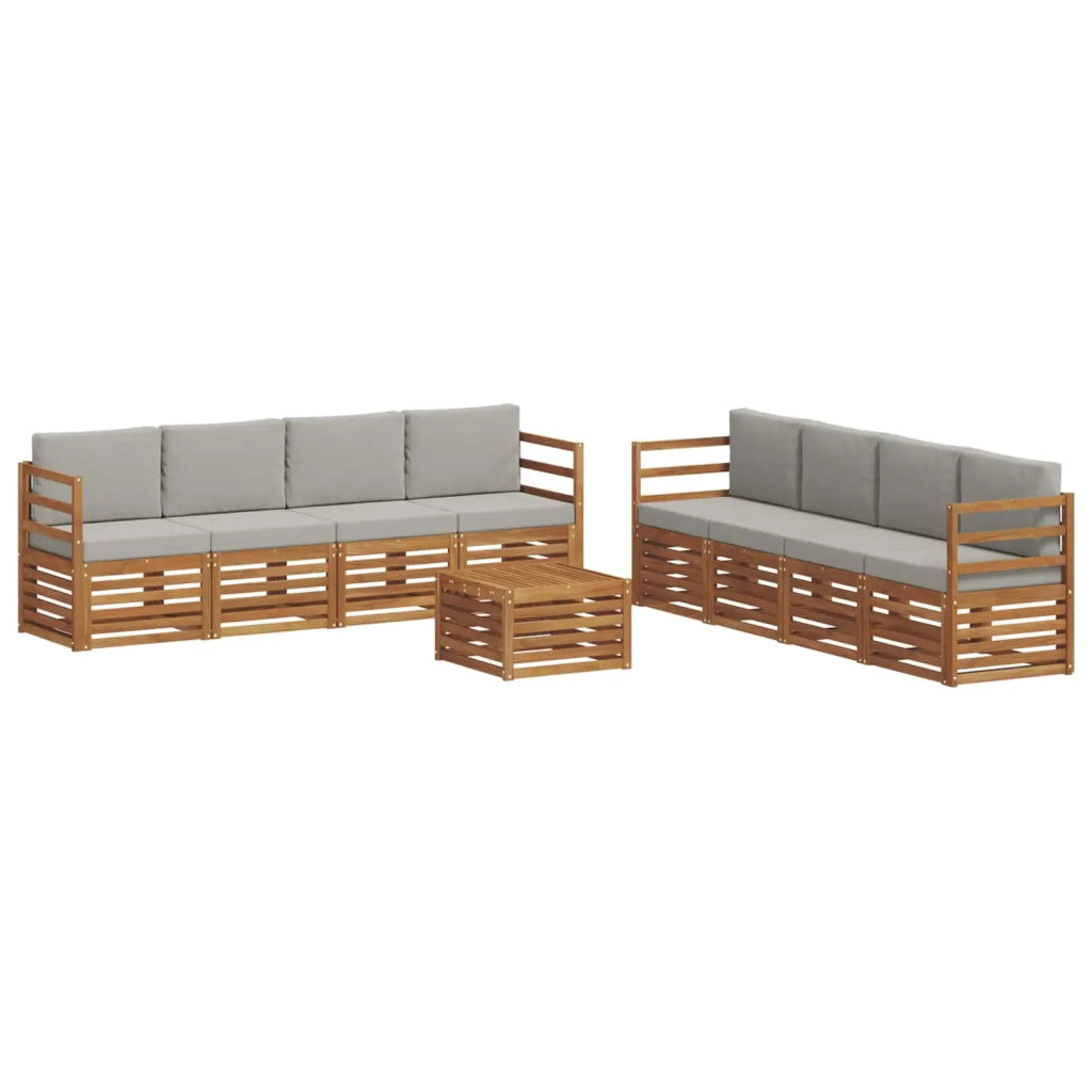 Set divani con cuscino 9 pcs Grigio Naturale e Chiaro