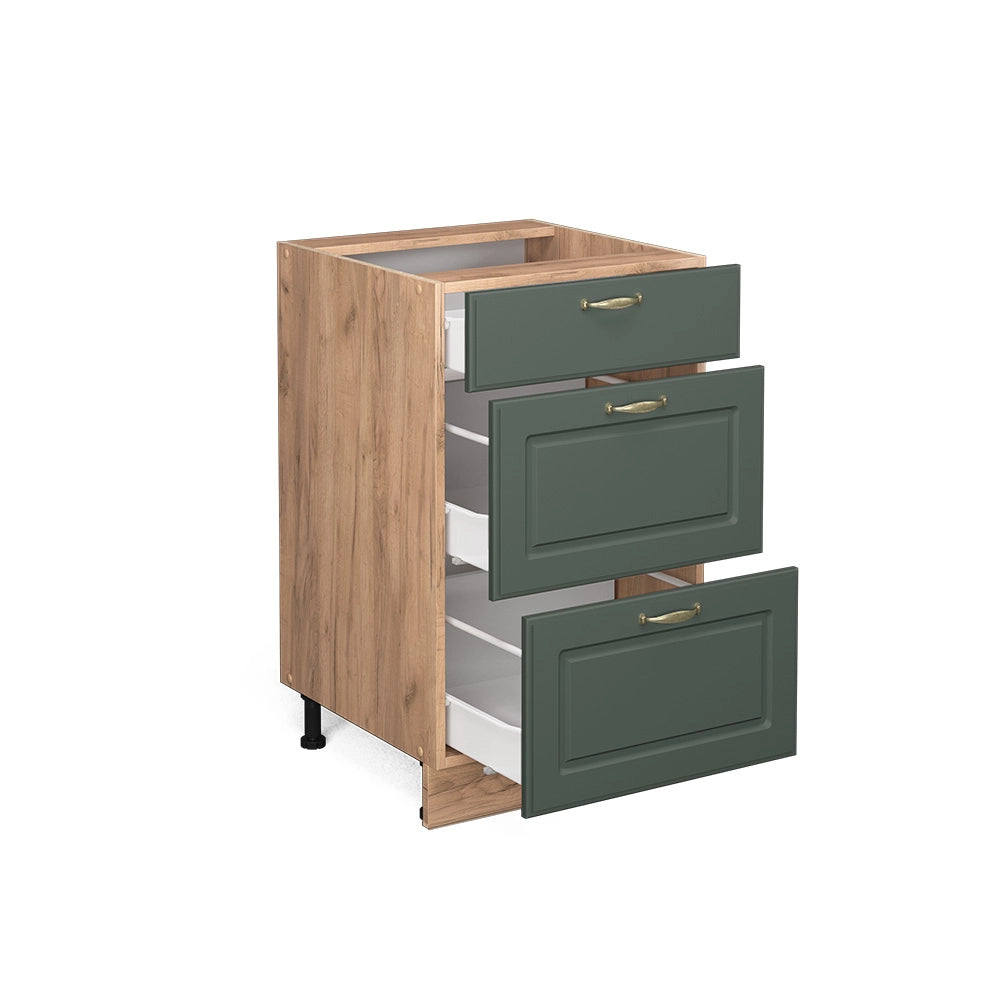 Mobiletto base per cucina Fame-Line Verde-oro rustico/Rovere dorato 50 cm senza piano di lavoro Vicco