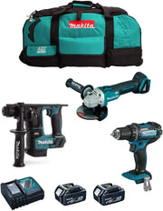 Kit MK301 (Trapano Avvitatore DDF482 + Tassellatore DHR171 + Mini-Smerigliatrice DGA504 + 2 Batterie 5,0 Ah + Caricabatterie + LXT600)