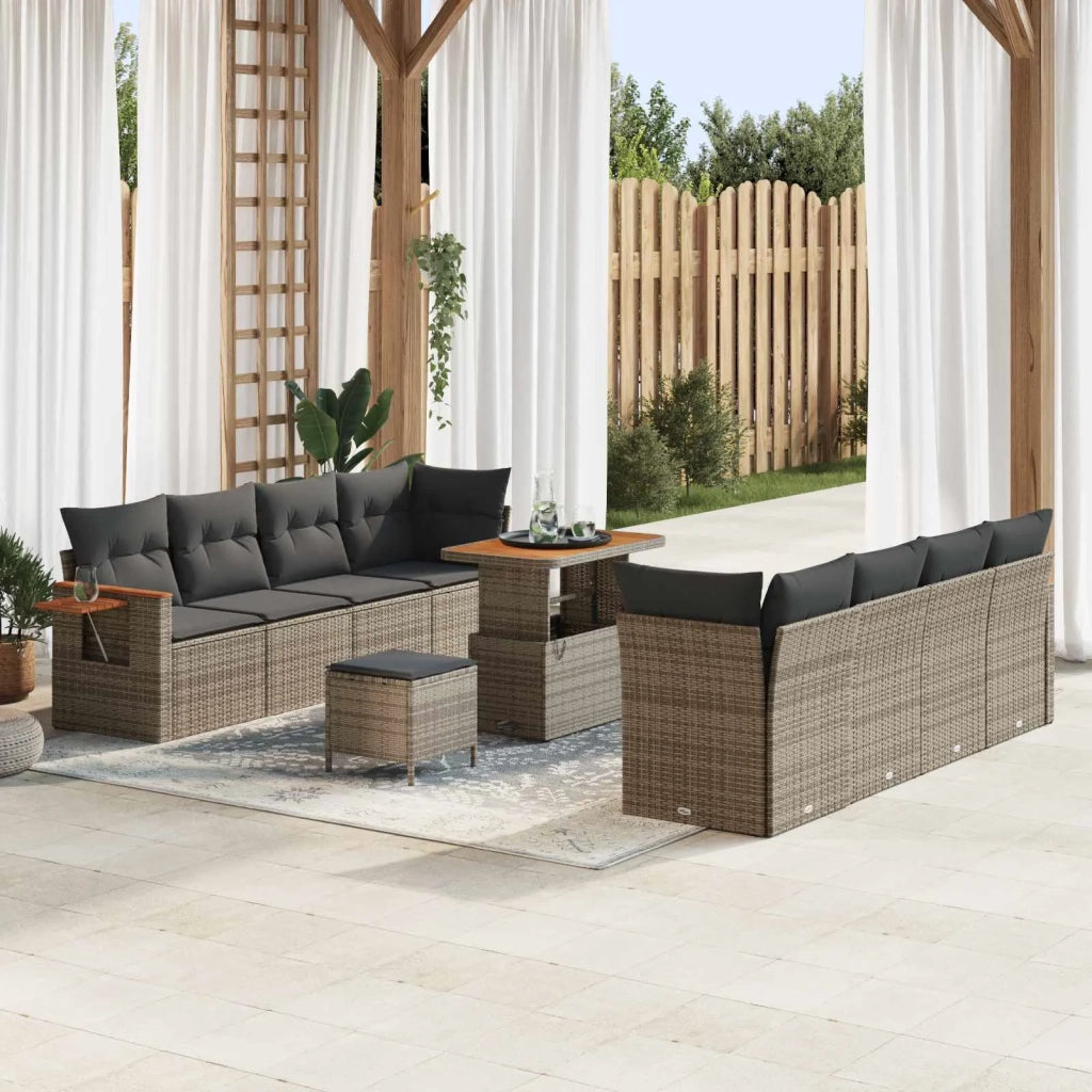 Set Divano da Giardino 11 pcs Grigio polyrattan 3363023
