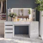Tavolo da toeletta Sherry, Bianco/bianco lucido, 158.2 cm 4 parti