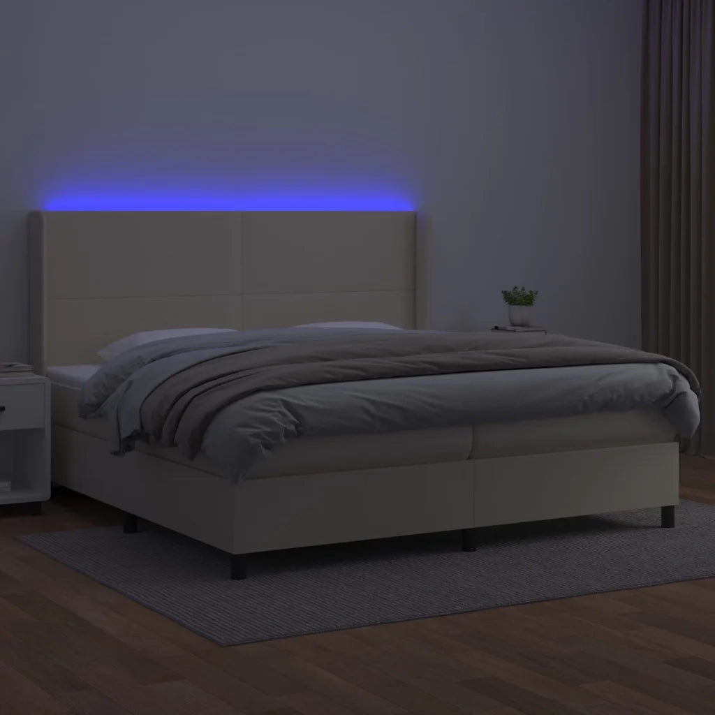 Giroletto a Molle con Materasso e LED Crema 200x200 cm cod mxl 62220