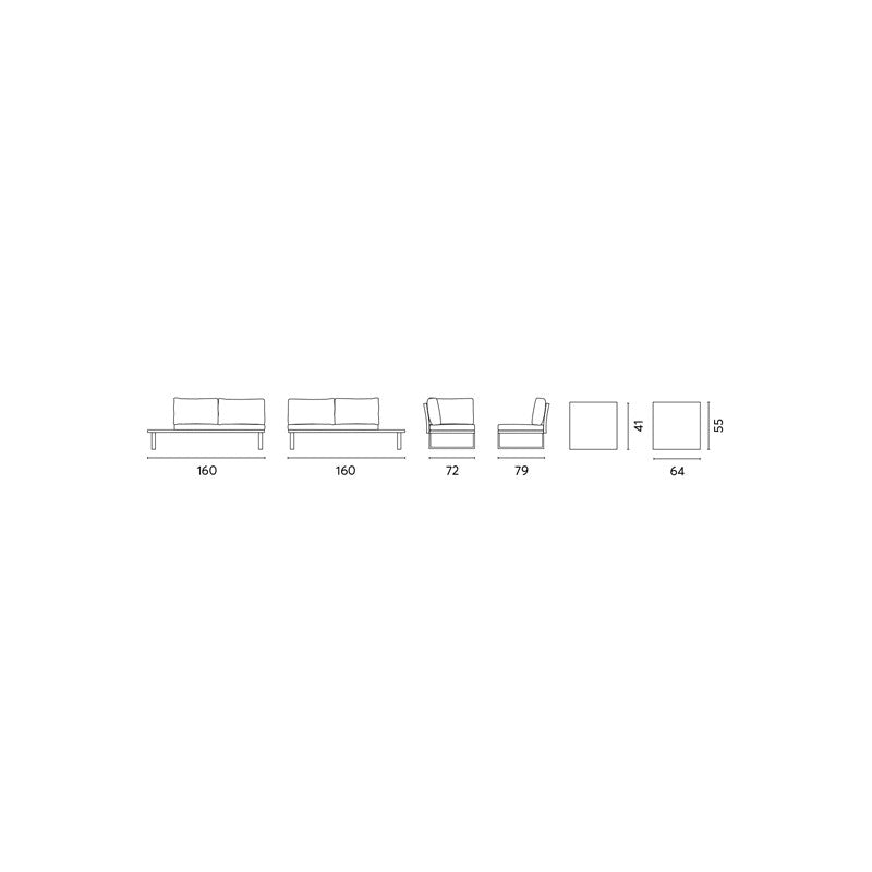 Set angolare MOIA Saint Tropez in alluminio e resin wood
