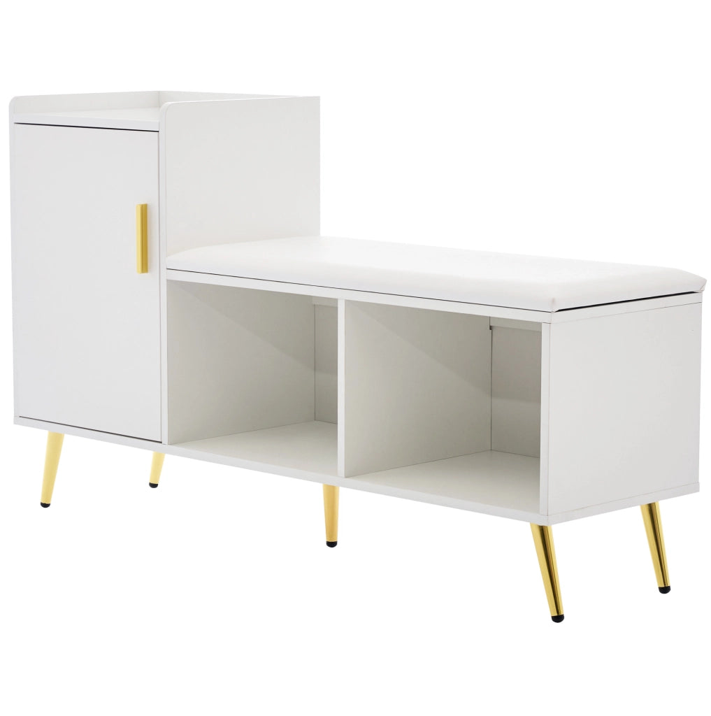 Mobile portascarpe bianco lucido con panca imbottita 120 cm