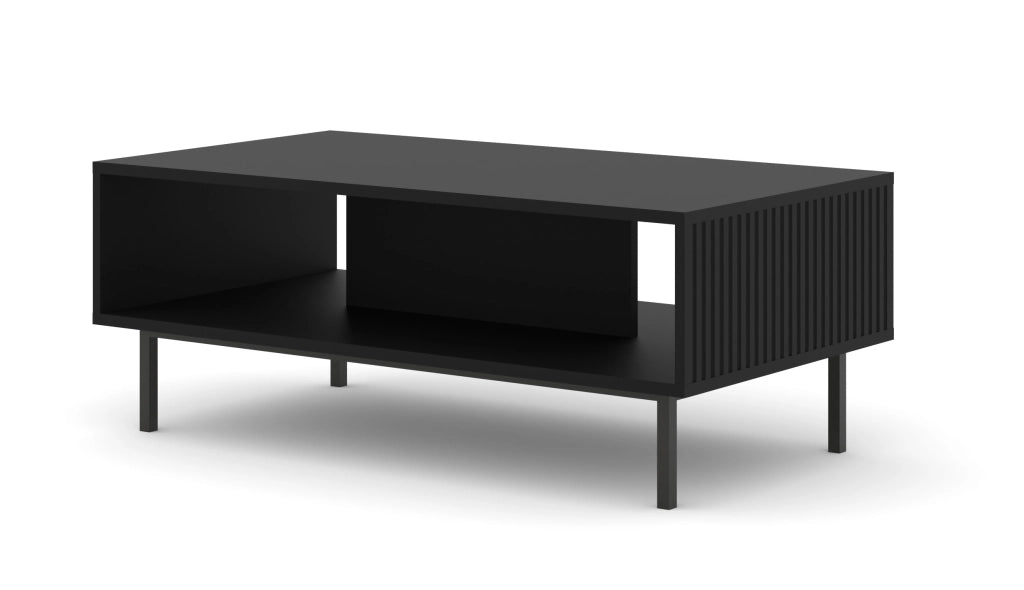 TAVOLINO DA CAFFÈ RAVENNA B IN MDF FOGLIATO 90x60x45 NERO OPACO STRUTTURA NERA