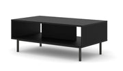 TAVOLINO DA CAFFÈ RAVENNA B IN MDF FOGLIATO 90x60x45 NERO OPACO STRUTTURA NERA