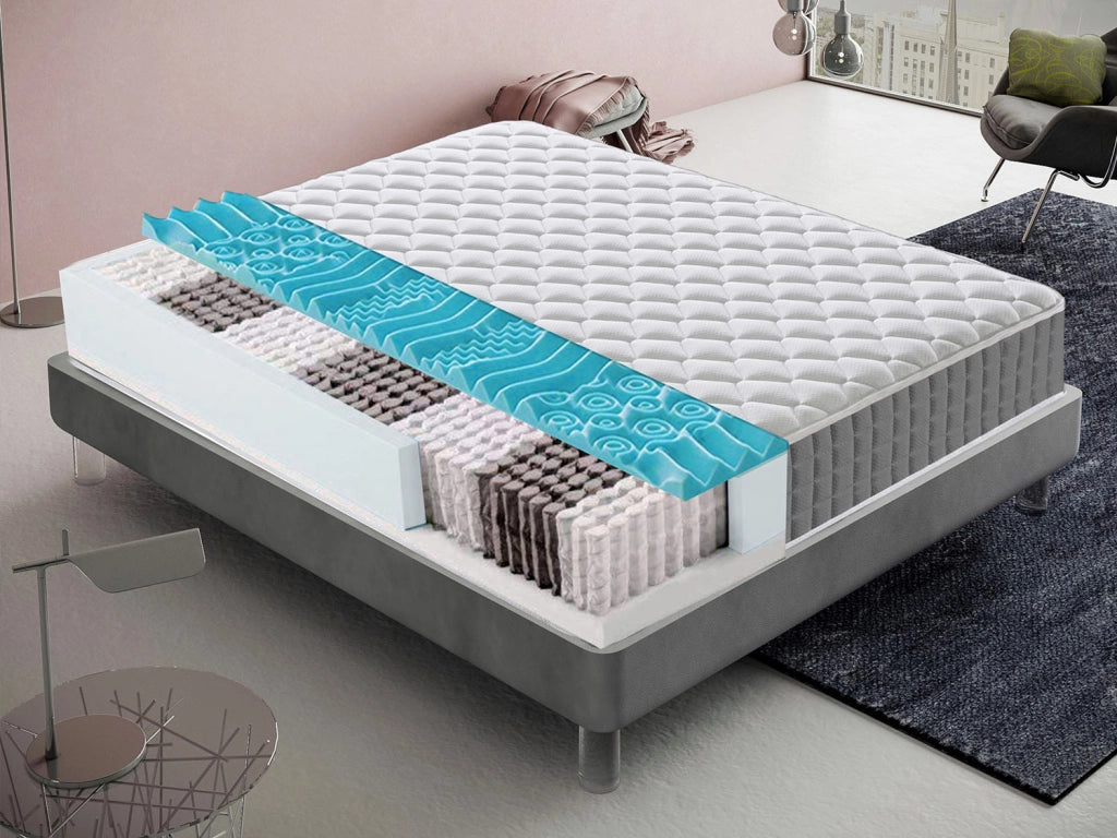 Materasso Piazza e Mezza 140x190 Molle insacchettate e memory foam 9 Zone differenziate Altezza 22 cm