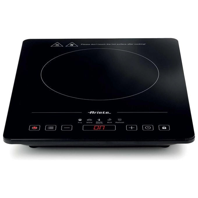 Ariete 1997 Piastra a induzione singola portatile, Vetroceramica, 2000W, 10 livelli di potenza, Timer fino a 4 ore, Sicurezza bambini, 5 programmi, Nero