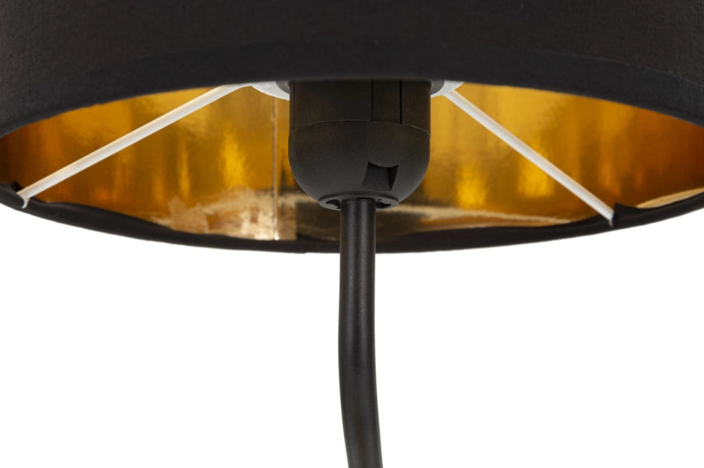 Lampada da tavolo con scimmia seduta dorata, paralume nero diam 20x51cm