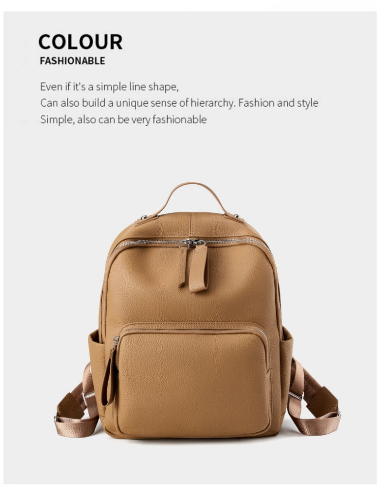 Zaino in vera pelle, borsa casual per la scuola, borsa da viaggio, marrone